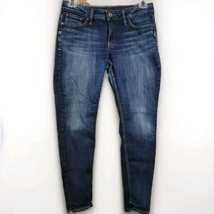 Silver Jeans Suki Skinny Size 30 x 29 Dark Wash Mid Rise Cotton Blend